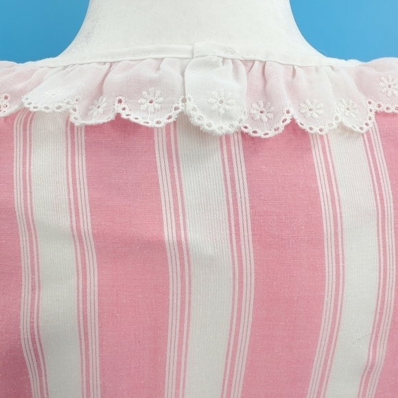 Vintage Rhodes Collection pink and white candy-striped day dress early 80s style - Picture 5 of 13